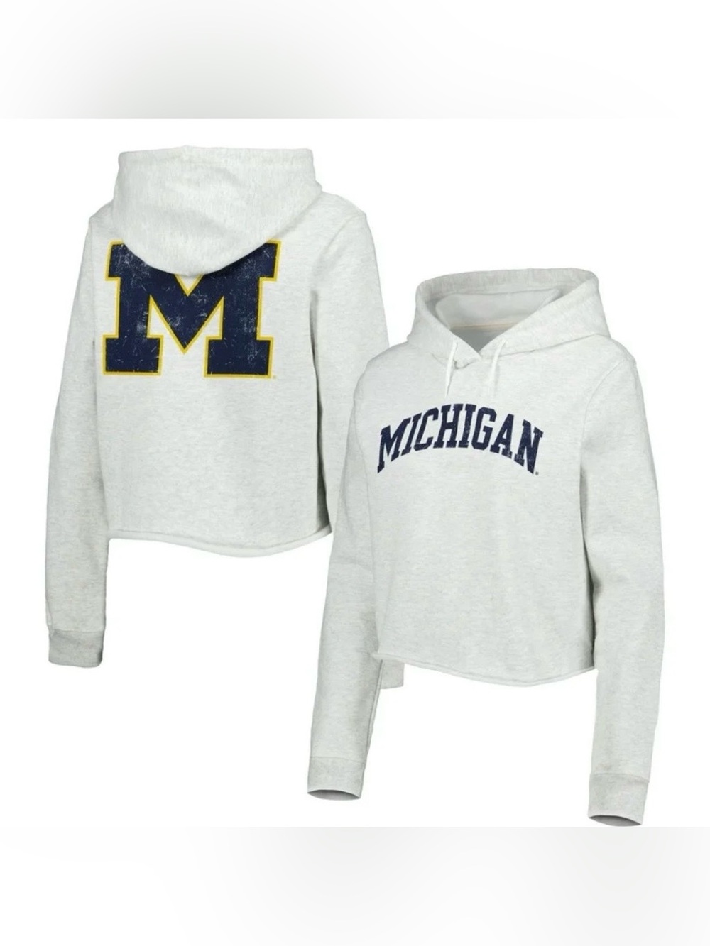 University of Michigan Ash Colored Crop Hoodie Sweatshirt Women’s Size M